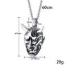 Necklace Domineering Bull Horn Prajna Face Steel Color Men's Ghost Face Casting Pendant