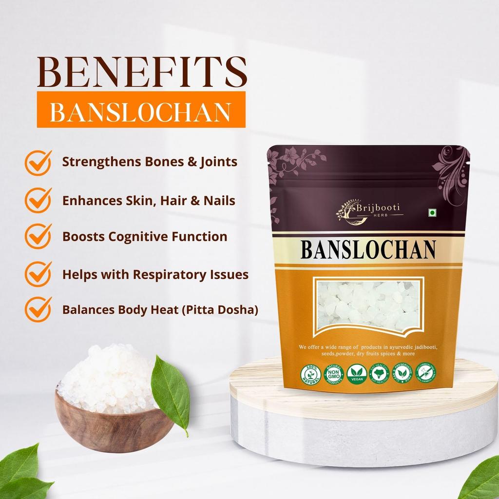 Brijbooti Banslochan - Tabashir - 400g | Vanslochan Voor Sterke Botten & Haarwortels | Om te Eten, Zwakke Botten, Rimpels, Hoest, Kroeshaar, Droog