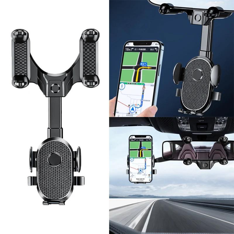 360 Rotating Car Phone Holder Rearview Mirror Mount Car Phone Bracket Navigation GPS Stand Foldable Mobile Cell Support in Car