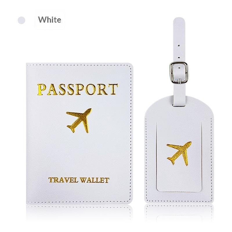 2Pcs/Set Pu Travel Passport Cover Luggage Tag Suitcase Identifier Label Baggage Boarding Bag Tag Name Id Address Passport Holder