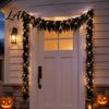 Halloween Spooky Vine Lights Lighted Creepy Garland with LED Lights Black Faux Twig for Mantle Bendable Fireplace & Fireplace Waterproof Gothic