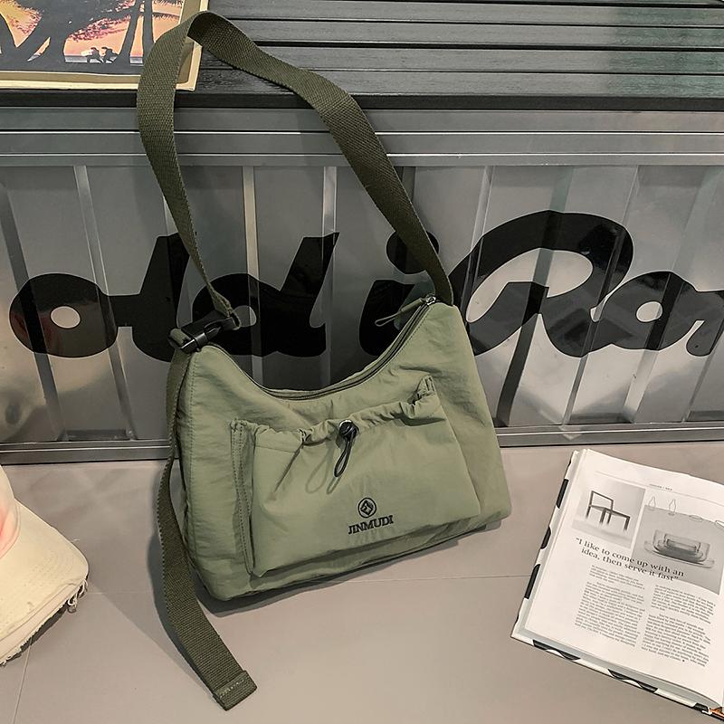 Commuter Pleated Hobo Bag Women's Large Capacity Waterproof Nylon Crossbody Bag Men's Shoulder Bag
