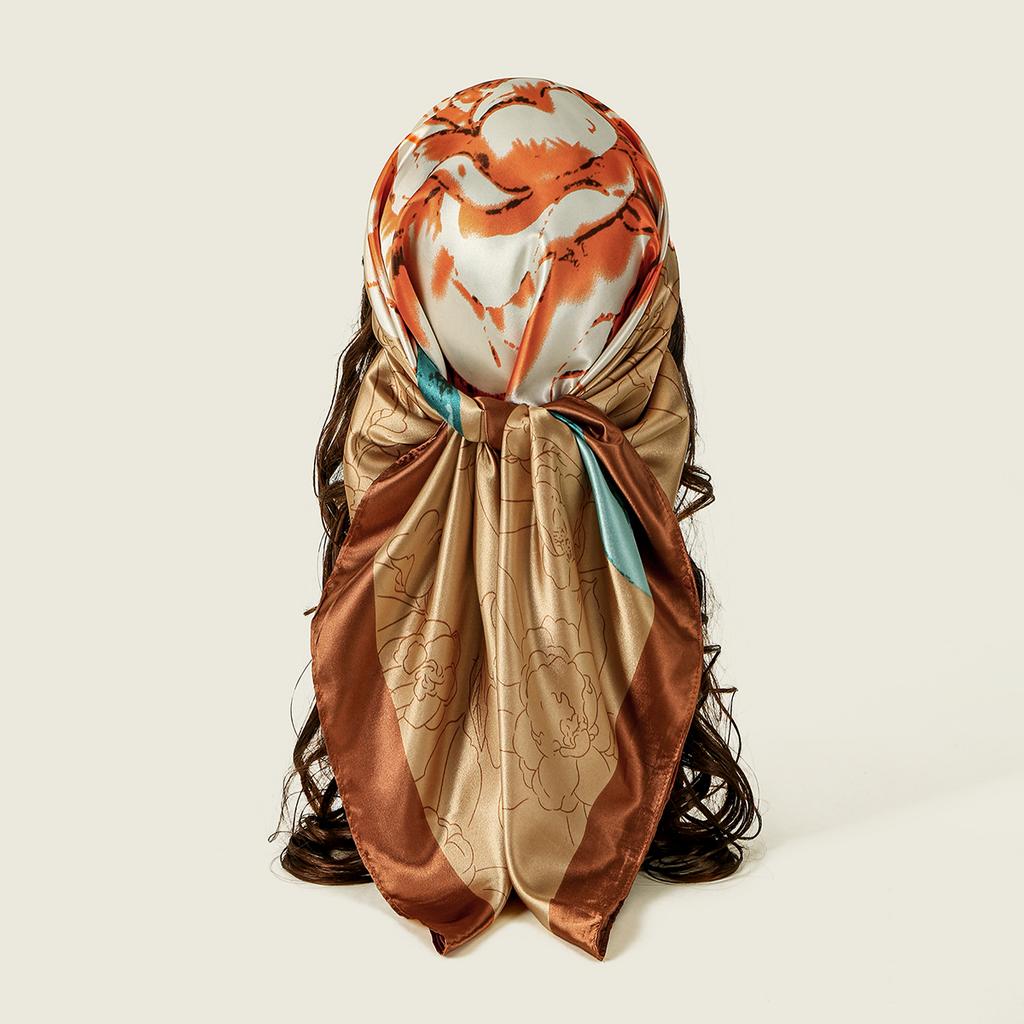 90*90cm Printed Square Scarf For Women Muslim Hijab Jacquard Scarf For Summer Lightweight Headsacarf Handkerchief Beach Shawls