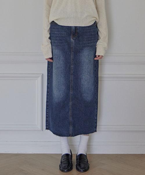 HAINT Wren Cargo Pocket Denim Long Skirt_3Colors_Deep Blue