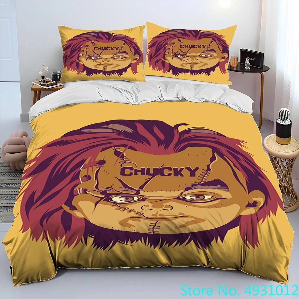 Horror Movie Character Chucky Saw Comforter Bedding Set,Duvet Cover Bed Set Quilt Cover Pillowcase,King Queen Size Bedding Set