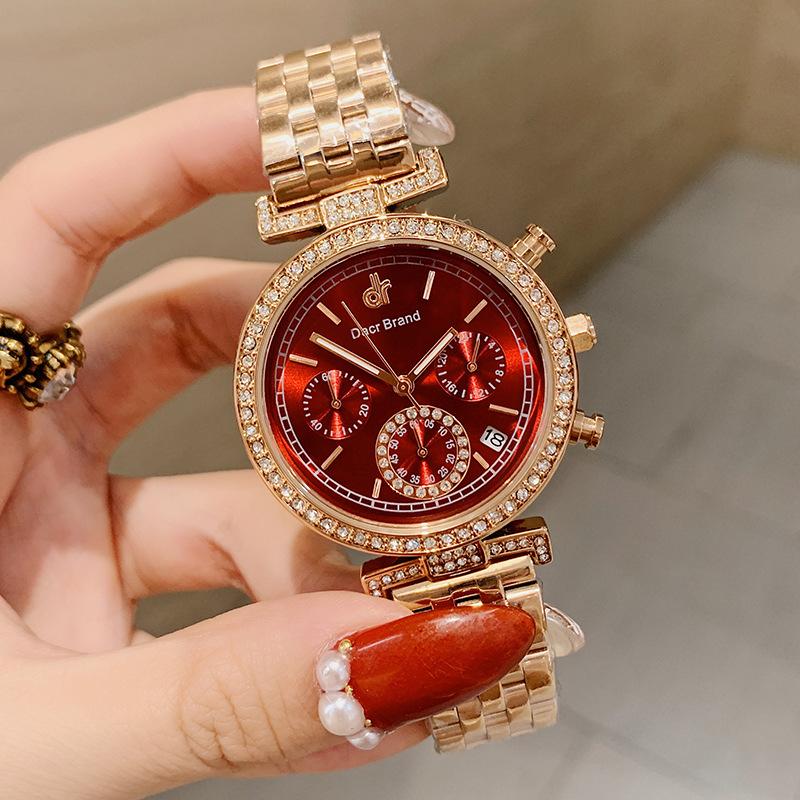 New Fashionable and Atmospheric Steel Band Women's Watch Small Three-hand Calendar Watch Women's Waterproof Quartz Watch