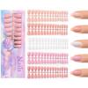 150pcs 3-IN-1 Press On Nails Nude Color Wearable Fake Nail Tips Full Cover Artificial Fingernails Almond Ballet Nail Extensions
