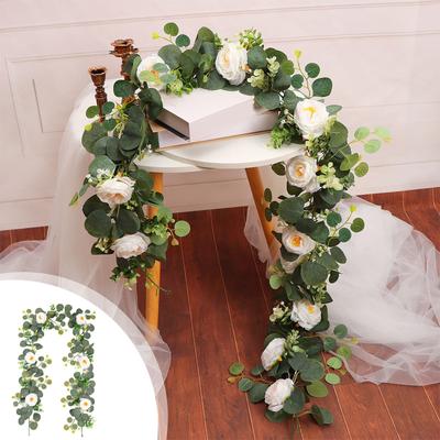Künstliche Grünpflanzengirlanden Blumendekor Grün Frühlingsgirlande Kranz Ranken Dekorationen für Tisch Zuhause Hochzeit Kaminsims Party
