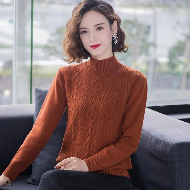 Fashion Women Turtleneck Sweater Autumn Winter Long Sleeve Pullovers Office Ladies Clothing Soft Knitted Jumpers  Pull Female