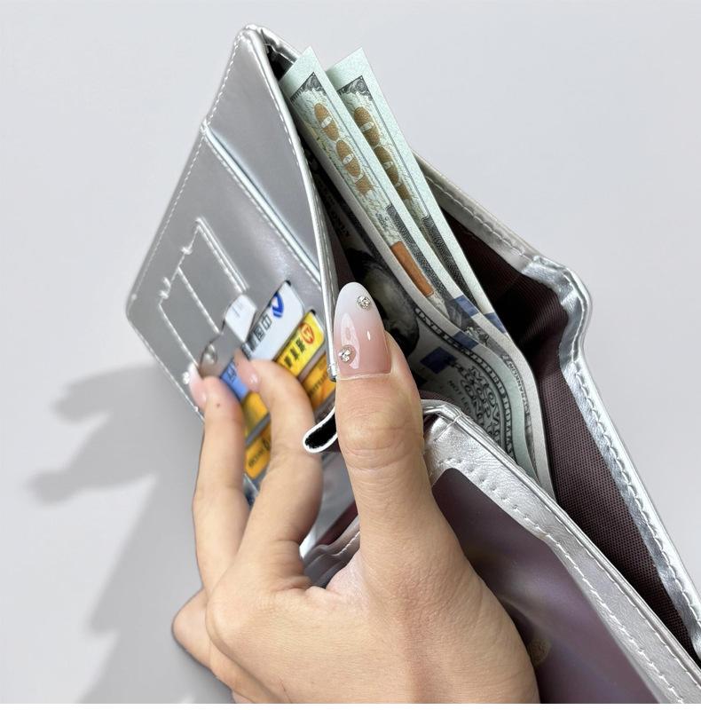 Passhülle im koreanischen Stil, silbergrau: Premium Reise-ID und Kartenhülle