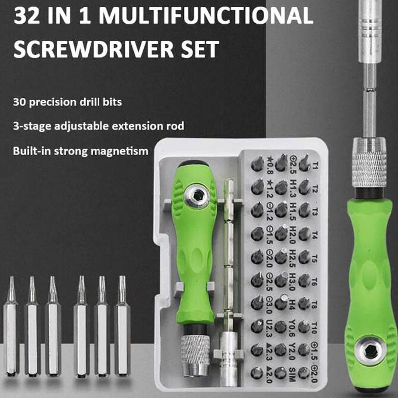 32 In 1 Multifunctional Screwdriver Set with 30 PCS Torx Phillips Magnetic Screw Driver Bits Mini Repair Tool for Phone Watch PC