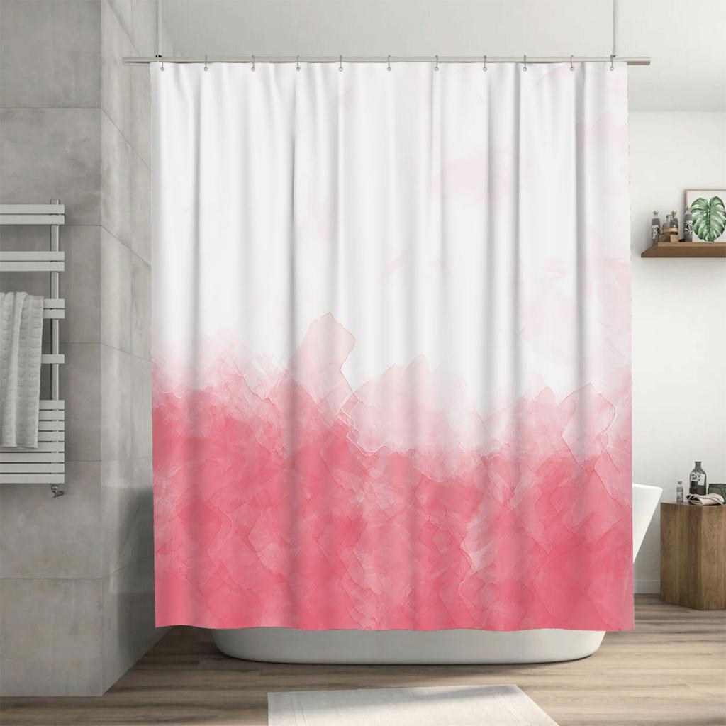 Elegant Watercolor Pink Gradient Shower Curtain Modern Bathroom Decor Water Repellent Fabric Space Saving Design Ideal