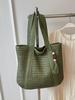Versatile Solid Color Straw Beach Bag – Large Capacity Vacation Handbag