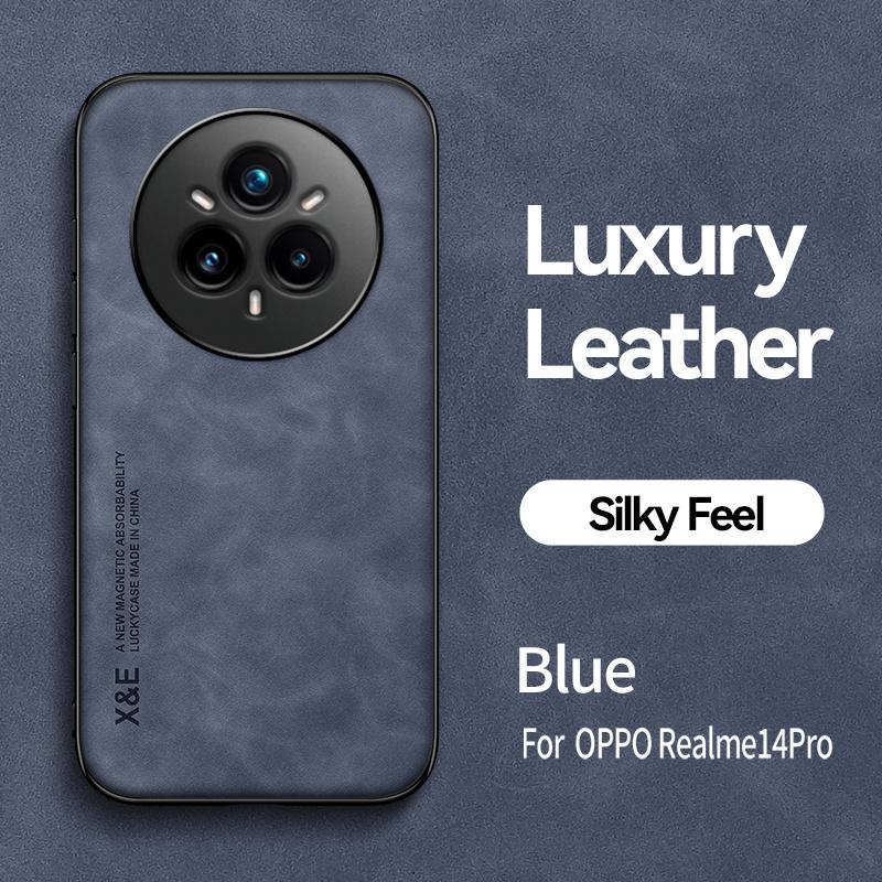 

Для Realme 14 Pro 5G чехол роскошный PU кожаный силиконовый чехол для телефона Realmi Real me Realme14 Pro+ Plus 5G магнитный держатель чехол Realme 14 Pro 5G синий