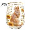 Dekoratives Glas im Waldstil, handbemalter Becher, eiförmige Tasse mit Goldrand, klares bleifreies Party-Glas für Tee, Kaffee, Wein