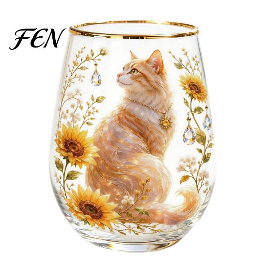 Dekoratives Glas im Waldstil, handbemalter Becher, eiförmige Tasse mit Goldrand, klares bleifreies Party-Glas für Tee, Kaffee, Wein