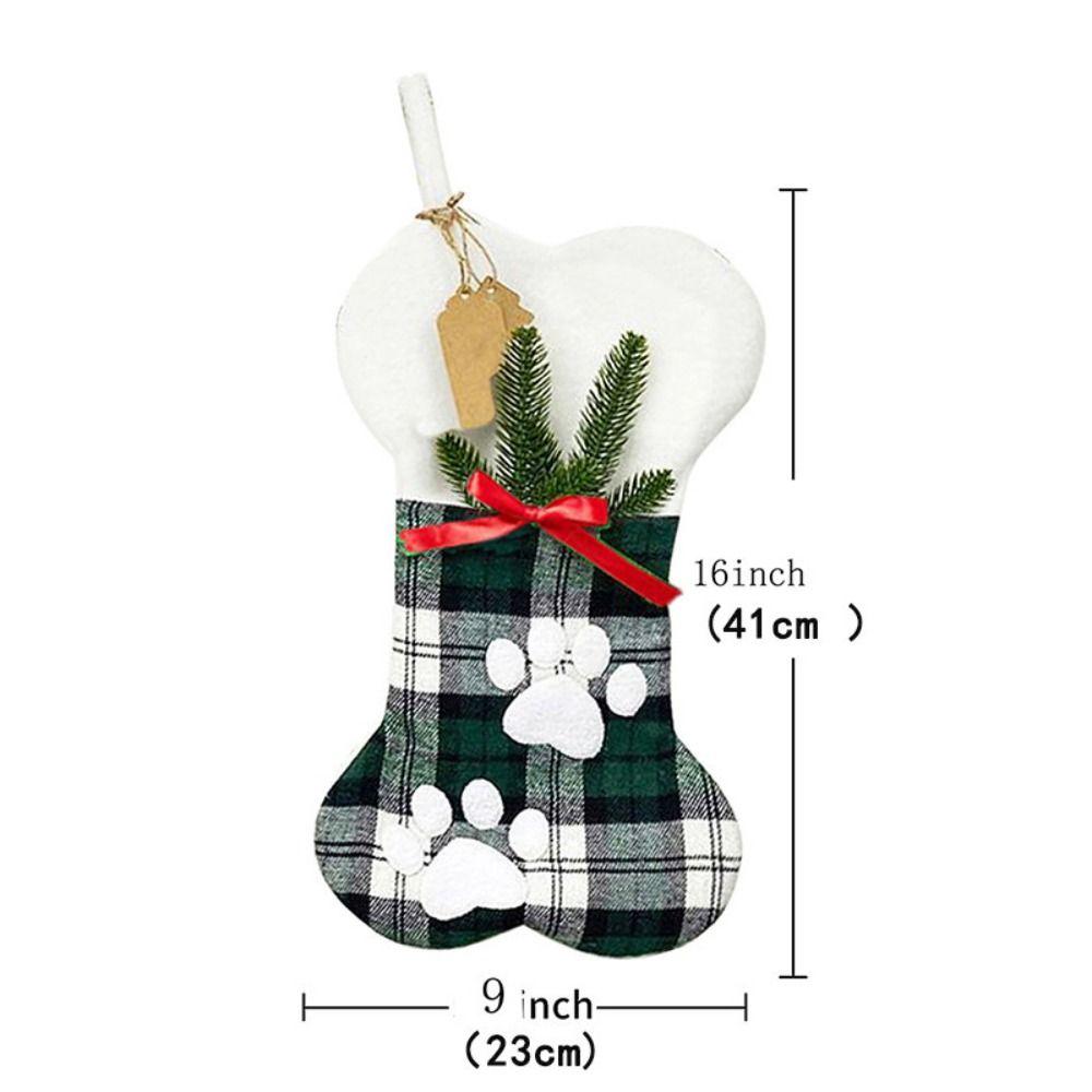 Reusable Dog Bone Shape Candy Bag Creative New Year Gift Bag Xmas Ornament Christmas Socks  Home