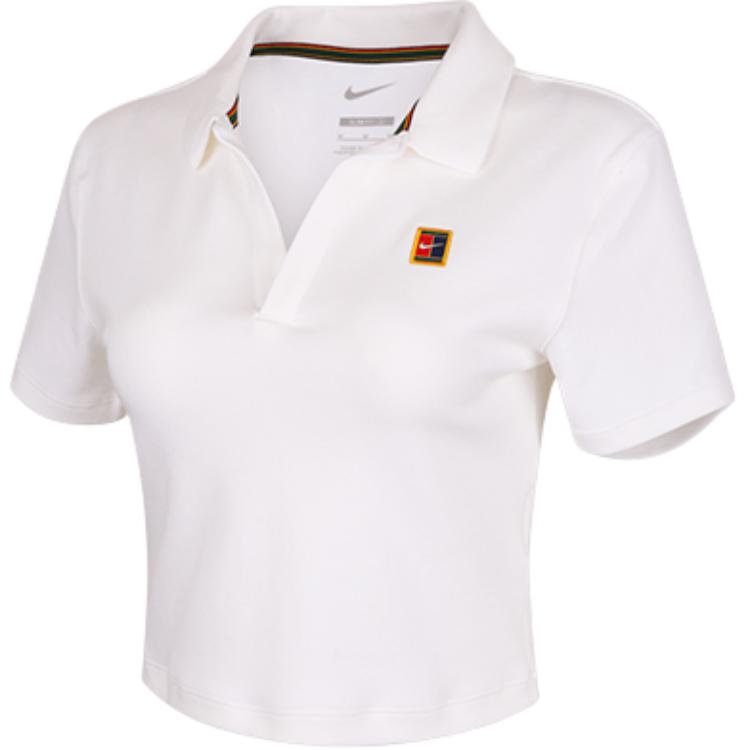 

New Nike Court Heritage Women s Short Sleeve Cropped Tennis Polo HJ8993-100 XL