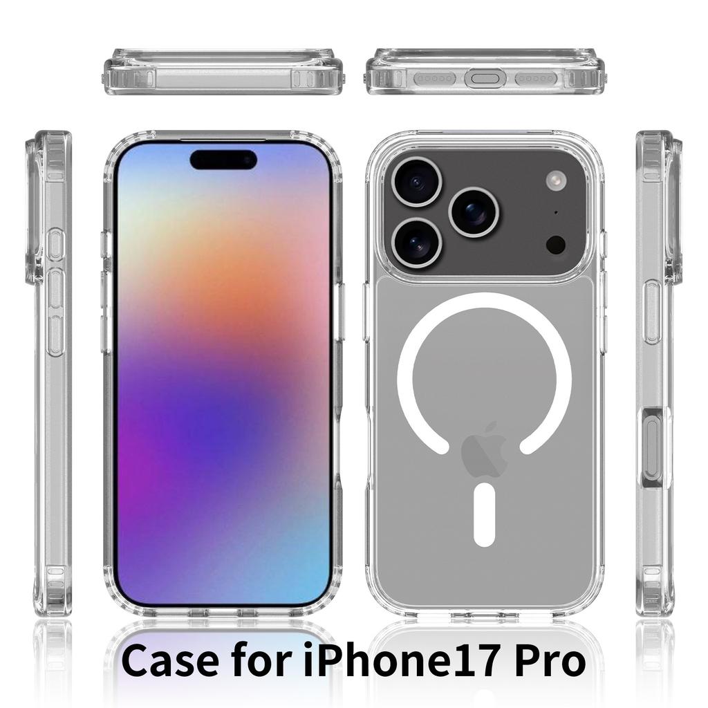 Clear MagSafe Magnetic Shockproof Phone Case for iPhone 16 15 14 Pro Max TPU+PC Protective Cover