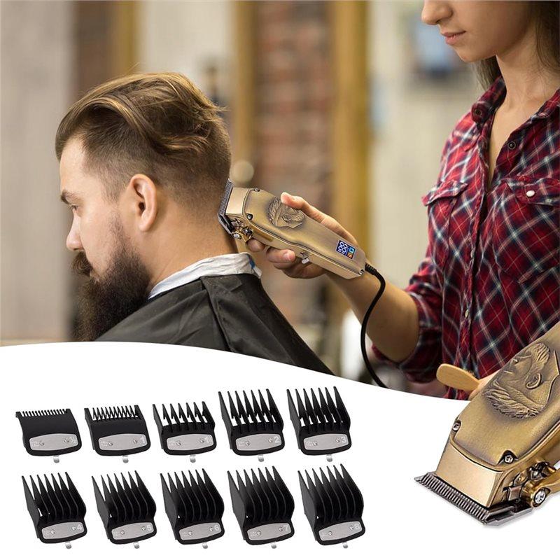 Professional Clipper Guard Set(10 Pack), Black, For Most Hair Clippers, 1/16 Inch To 1 Inch