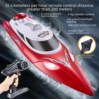 2.4G Remote Control Speedboat: HJ806 Auto-Flip, Low Power Alert, LED, 35KM/H High Speed Water Toy