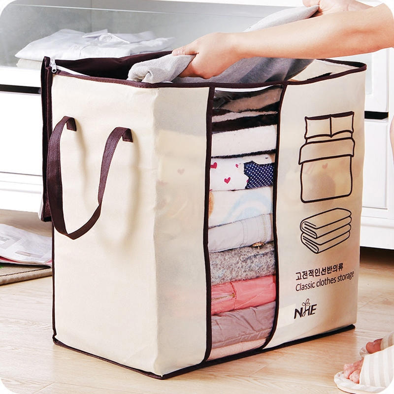 Non-woven Portable Clothes Storage Bag Organizer 45.5*51*29cm Folding Closet Organizer For Pillow Quilt Blanket Bedding