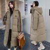 2025 new winter Korean version of loose mid-length down padded jacket, women's thickened padded jacket, over-the-knee cotton jacket, bread jacket
