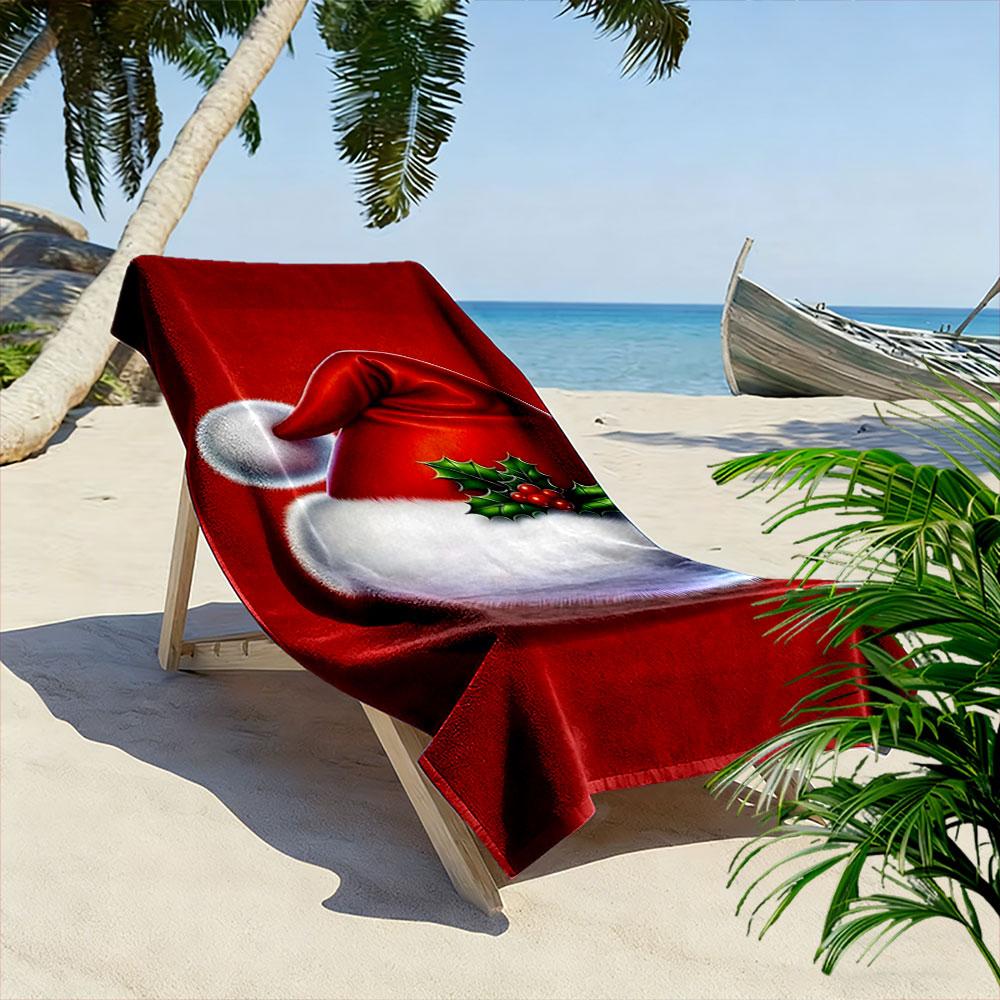 Festive holiday cheer Print beach towel, quick drying, suitable for travel, outdoor sports, jogging, the beach and swimming, gift