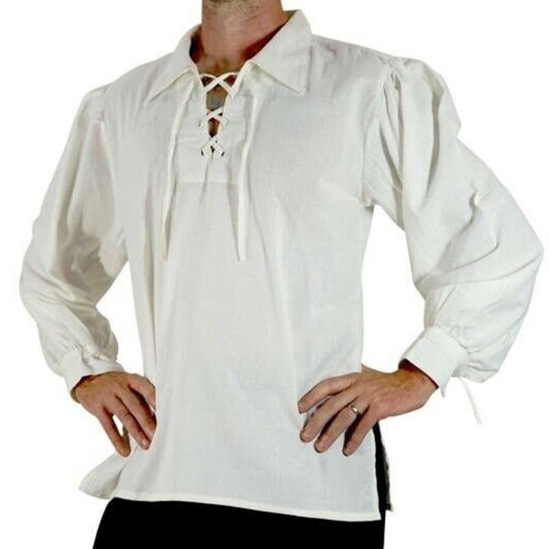 Soft And Comfortable Medieval Style Pirate Shirt For Men With Wide Cuff Sleeves
