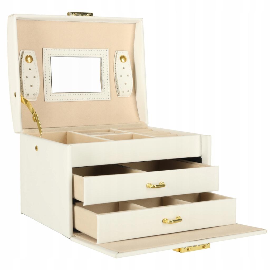 Beige Jewelry Box with Mirror for Girls Gift