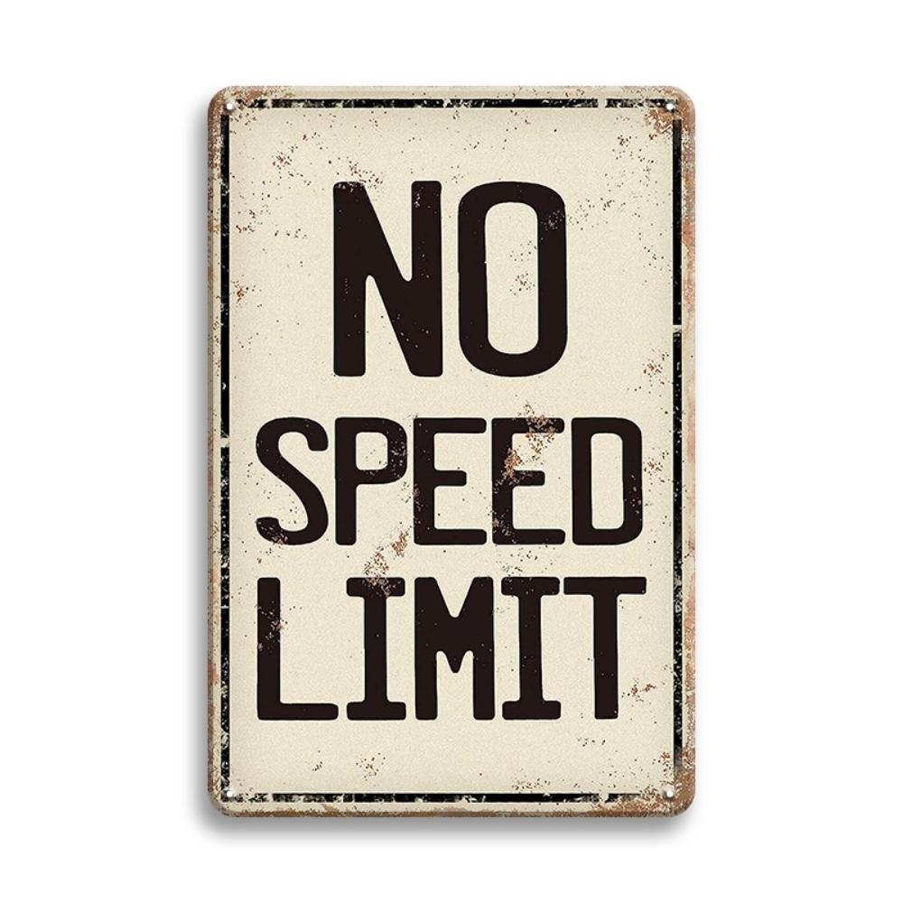 

No Speed Limit Retro Tin Sign for Home, Bar, Garage Decor чёрный