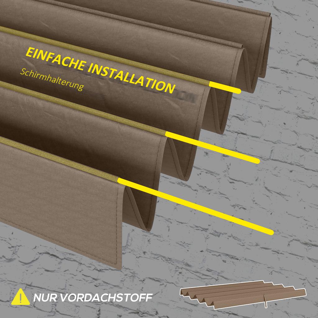 Pergola Cover Roof, 2.86 X 2.45 M Retractable Sun Shade Top for 3 X 2m Pergola Frame, UV30+ Protected, Coffee