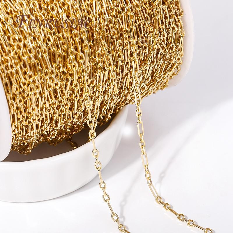 DIY Jewelry Making Chains 14K Gold Plated Metal Square Thin Chains High Quality Spool Chains For DIY Necklace Bracelet Materials