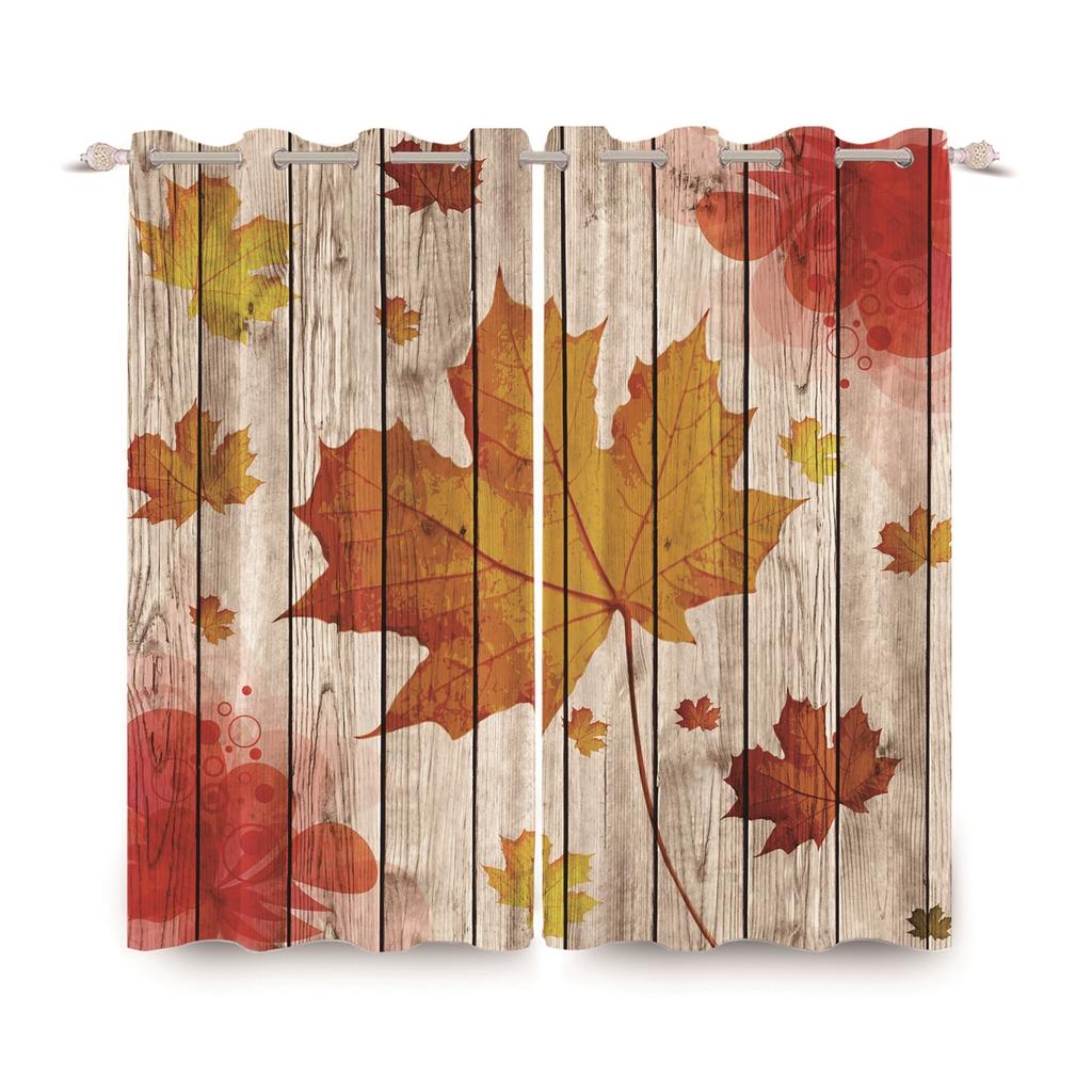 Autumn Wood Maple Leaf Blackout Curtains Fall Foliage Pattern Window Curtain for Bedroom Thermal Insulated Room Darkening Drapes