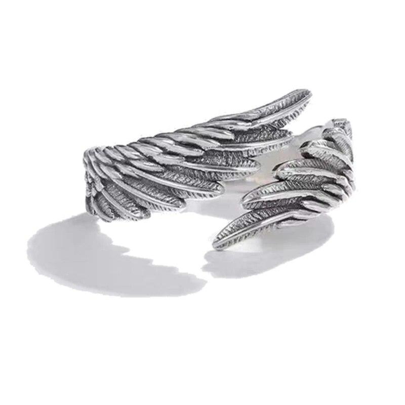Gothic Punk Angel Devil Wings Adjustable Womens Ring For Hip Hop Fine Female Rings Couple Christmas Gift Jewelry Party Set