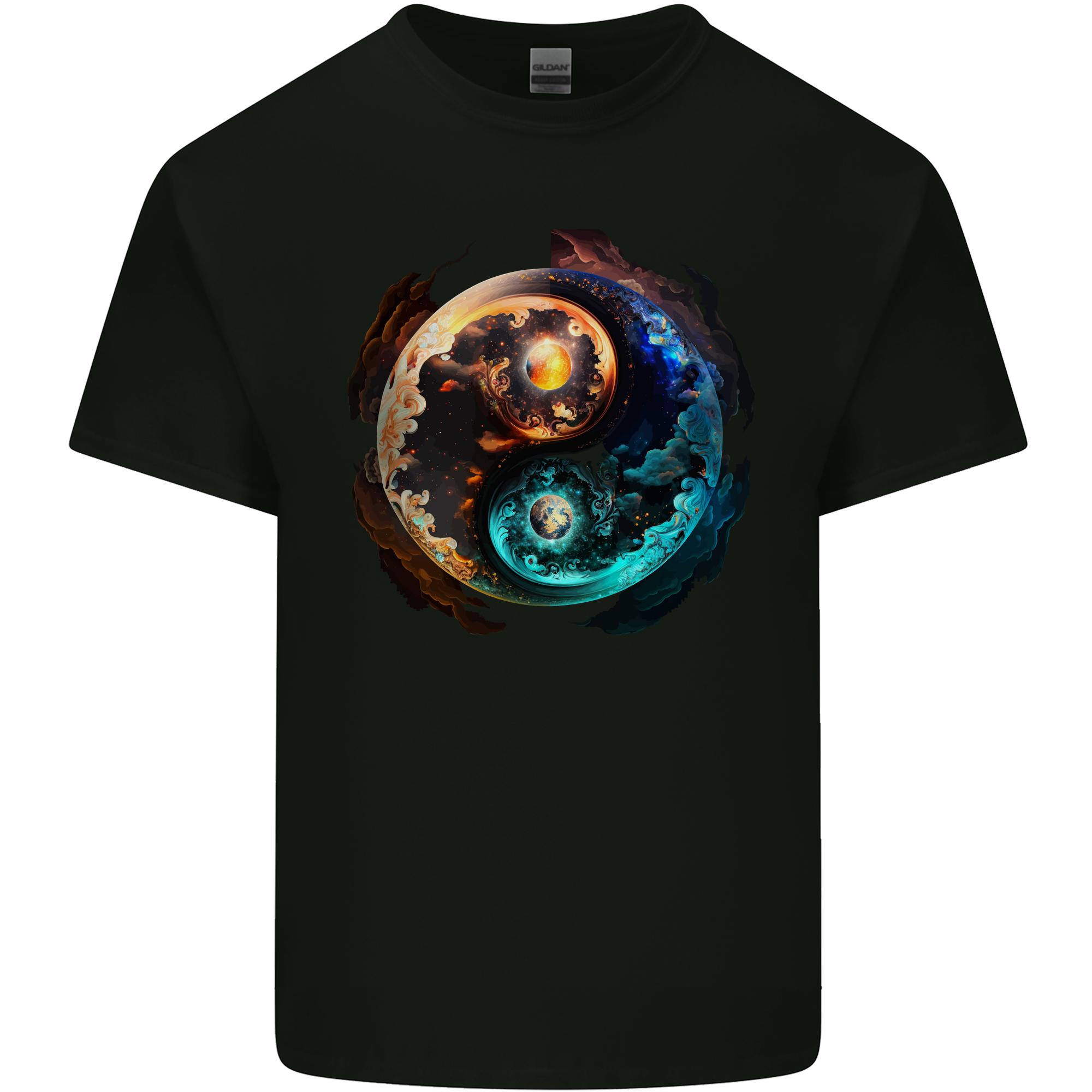 Yin Yang Planets Space Universe Astronomy Unisexs Light Cotton TShirt S