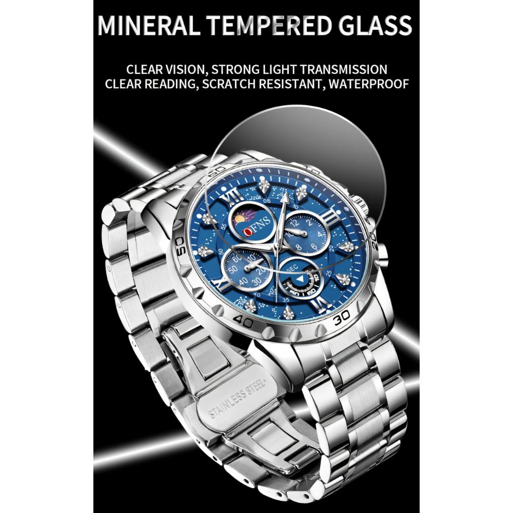 Luxury Watches For Men Chronograph Stainless Steel Man Wristwatch Waterproof Luminous Sport Military Men's Quartz Watch