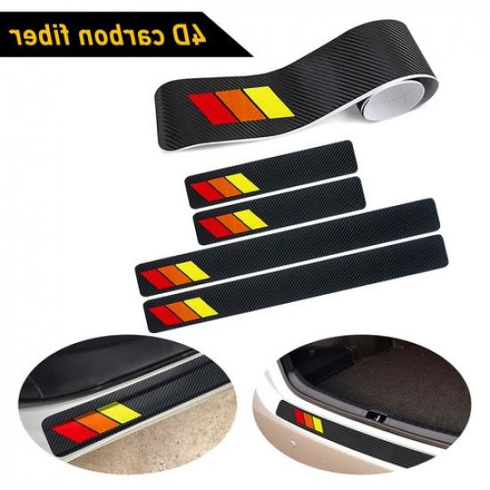 For Toyota Tri-Color Door+Rear Bumper Guard Sill Plate Trunk Scuff Cover Sticker