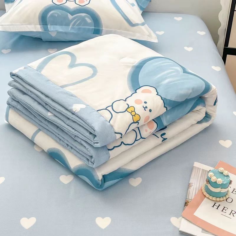 New Washed Cotton Summer Thin Quilt Skin-friendly Grinding Summer Cool Quilt Printing Soft Bedspread Blanket Print Bedspread Bed Cover Home Textiles
