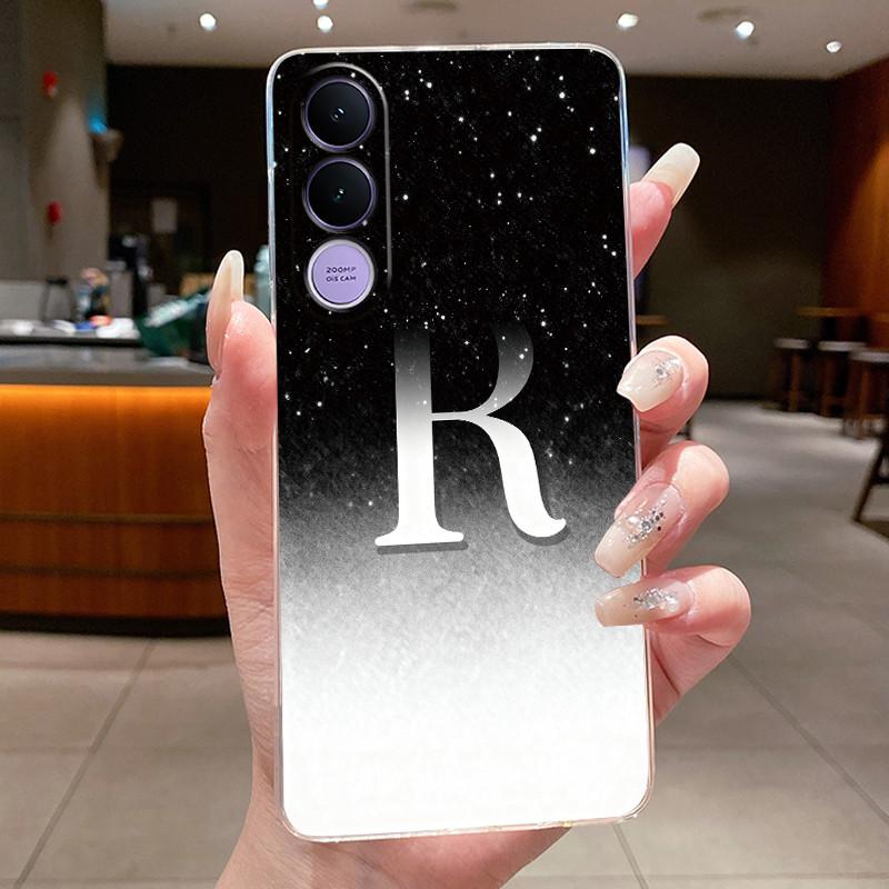 Anti-scratch Phone Case For Vivo V70 FE Jelly Clear TPU Soft Casing Lucky Letter Pink Shiny Starry Sky Pattern Couple Shell
