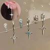 2pc/set Shiny Zircon Cross Star Earrings for Women Men New Fashion Stainless Steel Ear Bone Nail Ear Accessories Sparkle Jewelry