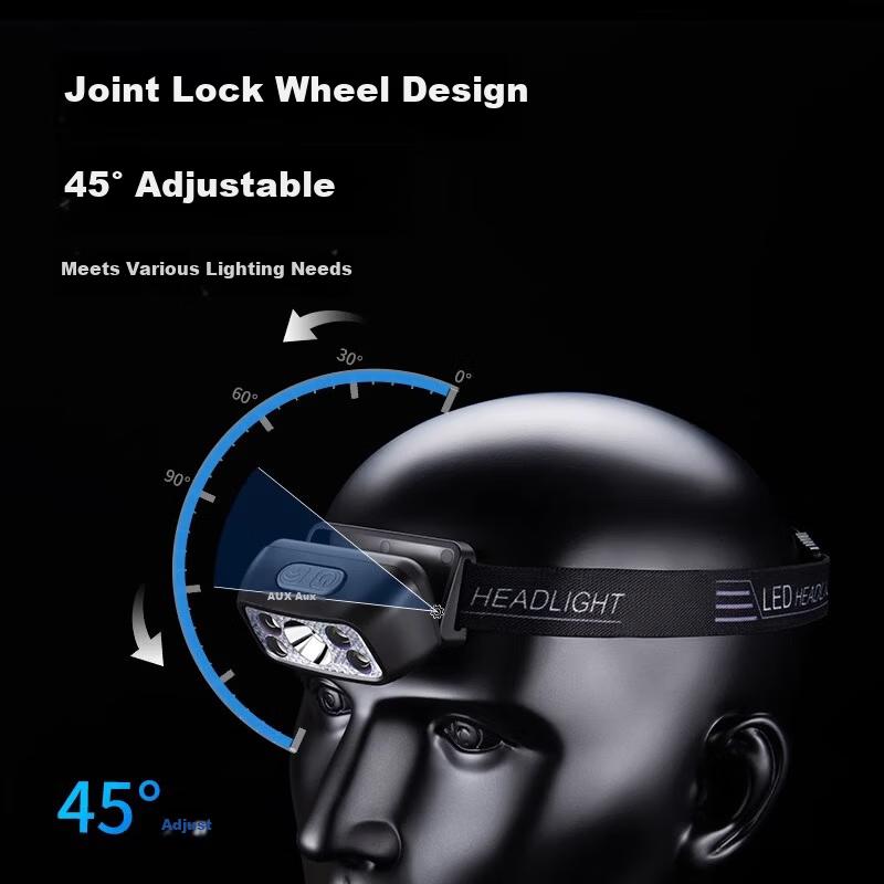 Aux Headlamp Fishing Sensor New Model High Brightness Rechargeable Long Battery Life Headband Outdoor Mountaineering
