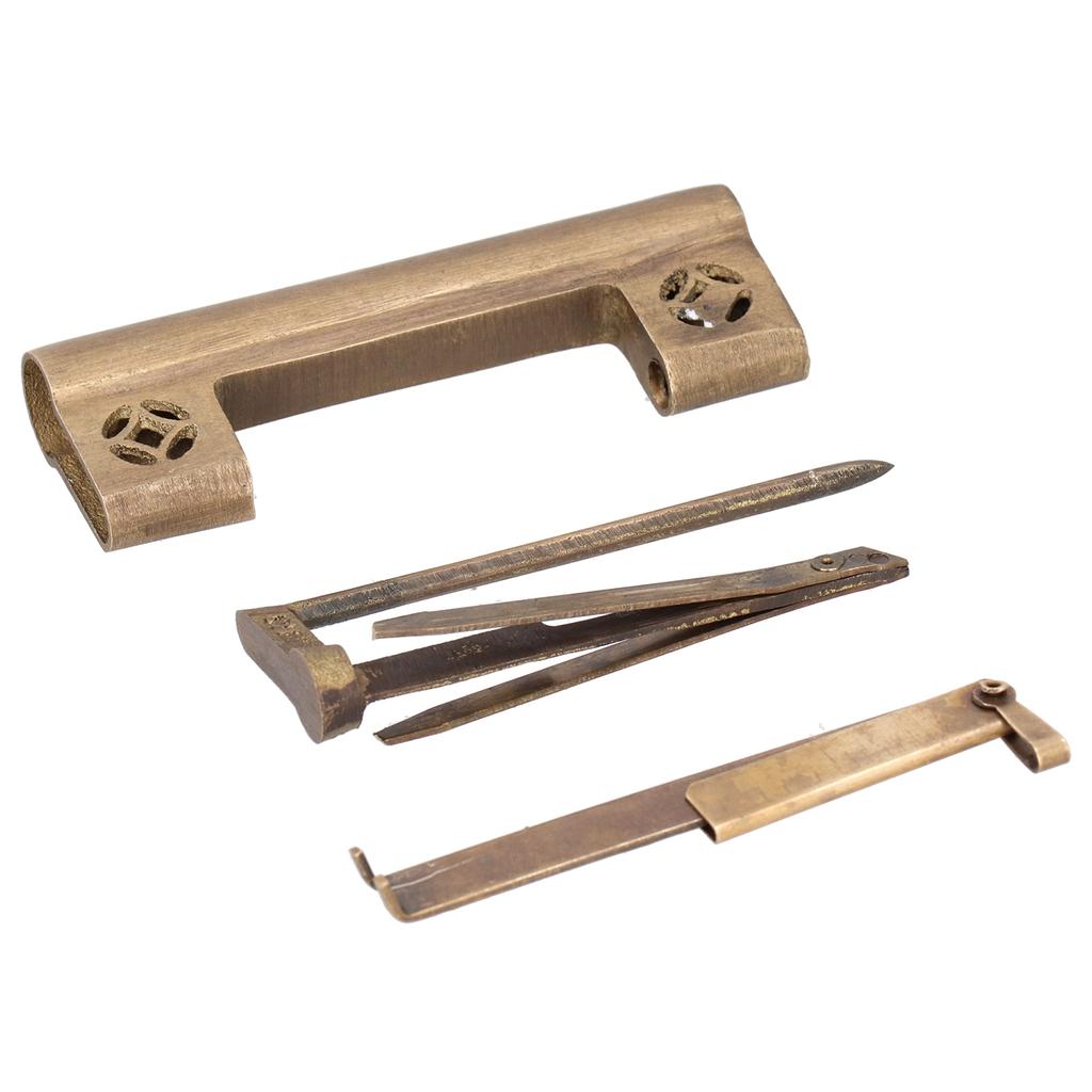 Copper Padlock Chinese Style Antique Lock with Key Hardware for Jewelry Box Cabinet