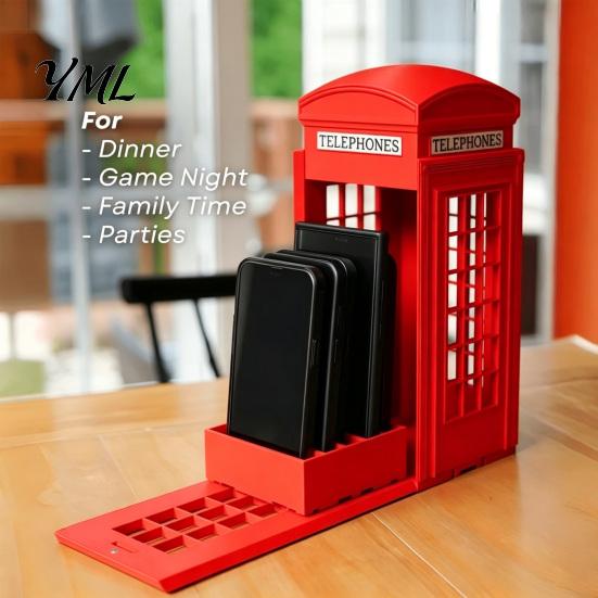 Cell Phone Organizer for Parties British Booth Stand, 3D Printed Holder, Novelty Mobile Storage Box Smartphone Lock?Up Family Gatherings Party