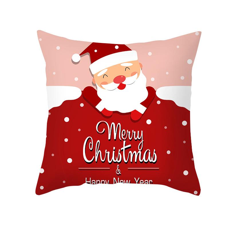 Christmas Pillow Case Wish Cartoon Print Peach Skin Christmas Pillow Home Sofa Cushion
