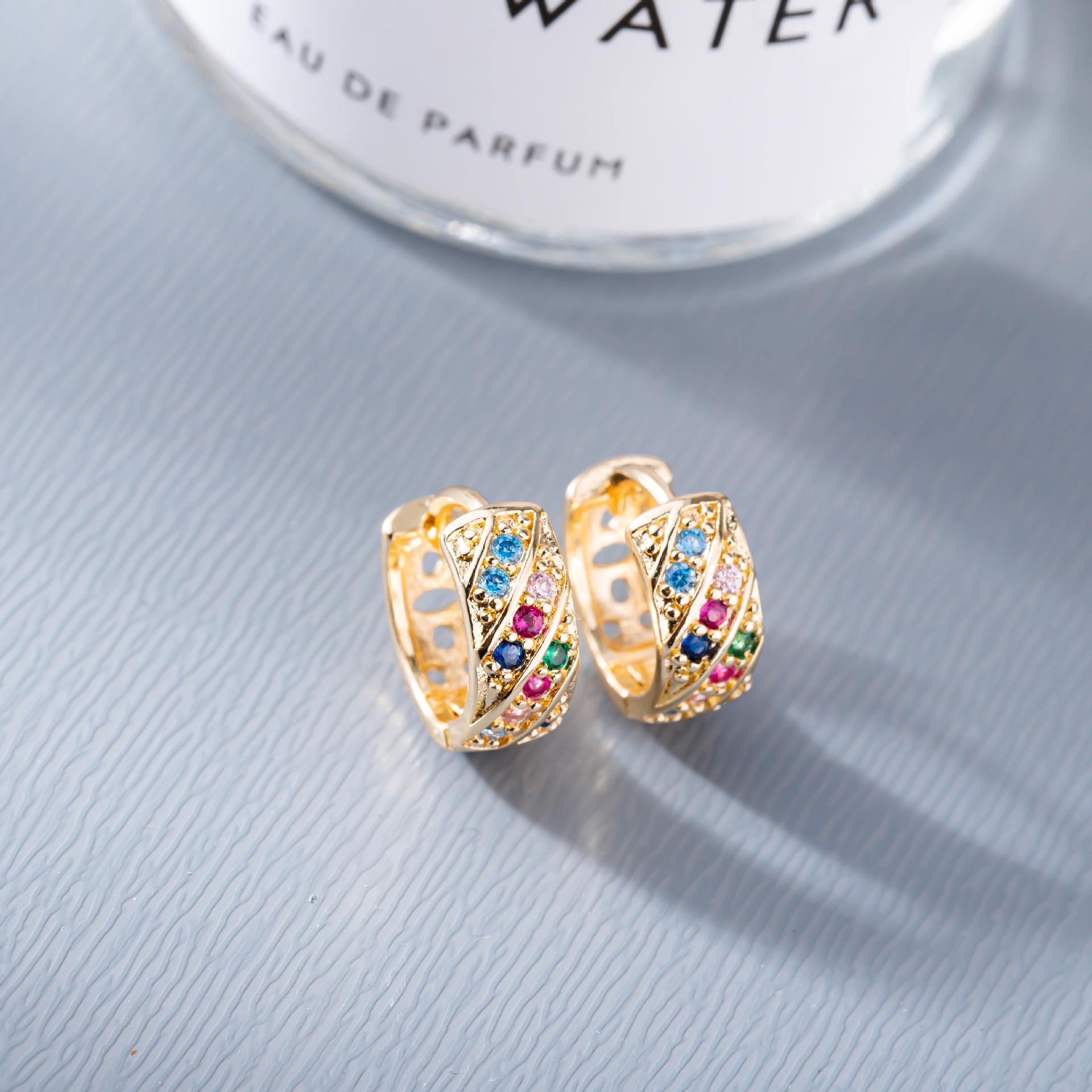Colorful Zirconia Ear Clips - Luxurious Non-Fading Earrings for Women