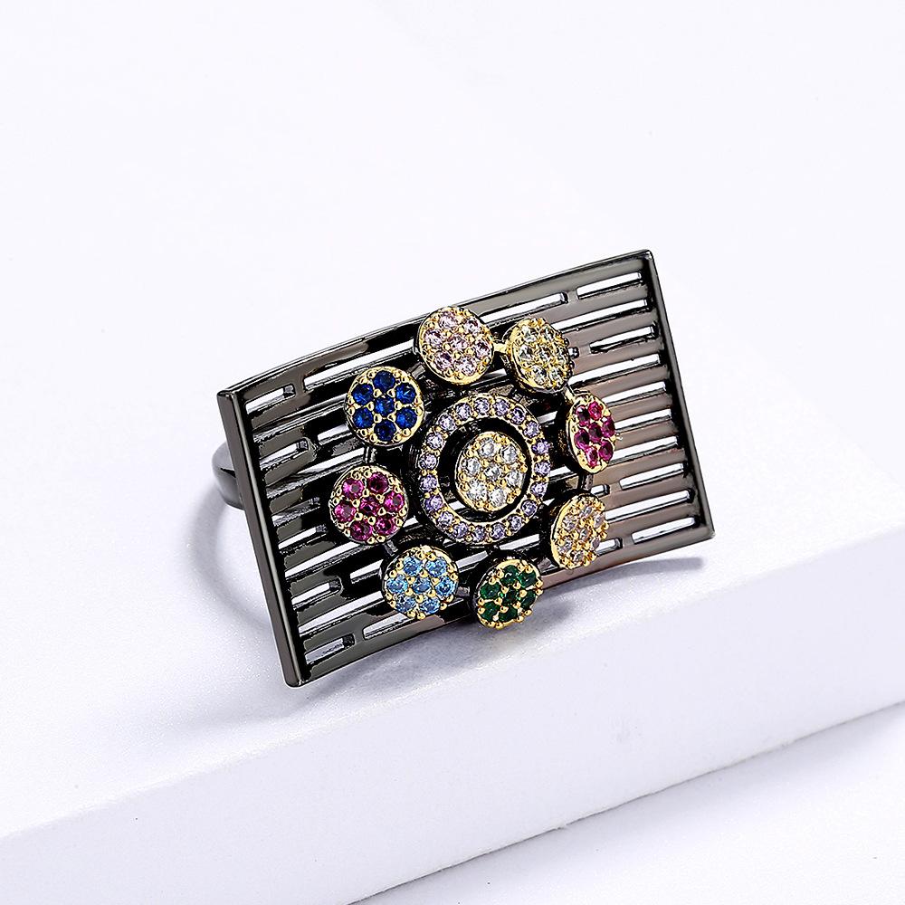 New Japanese and Korean Summer Hollow Geometric Diamond Ring Cold Style Simple Honeycomb Index Finger Ring