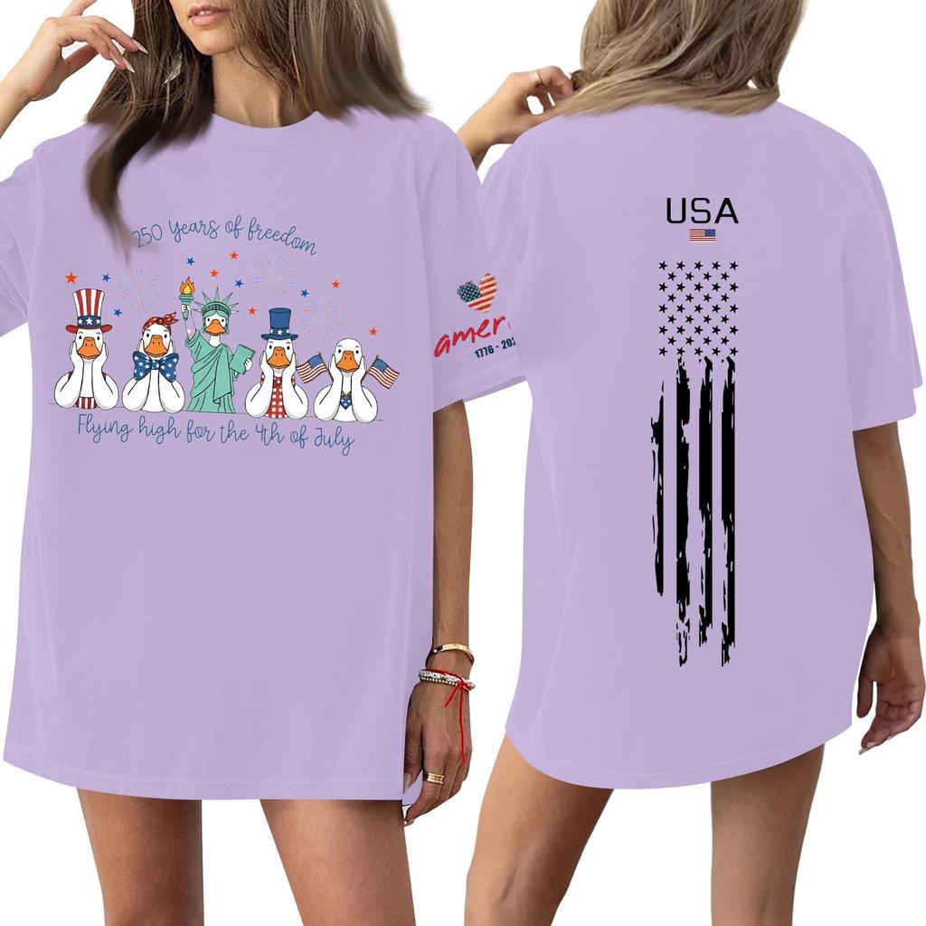 Women's Casual Fashion Round Neck Casual Print Short Sleeve T-Shirt Top