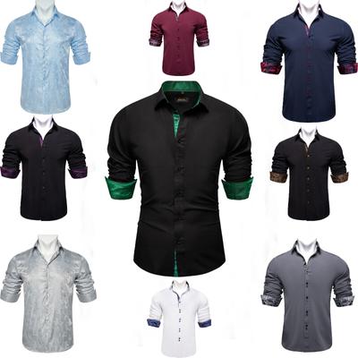 Pánská košile Jednobarevná růžová Košile s dlouhým rukávem Slim Fit Business Camisa Masculina Běžné Mužské Havajské košile