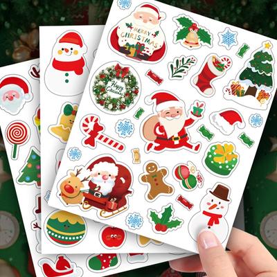 Cute Christmas Stickers DIY Water Cup Notebook Decoration Stickers 2025 Christmas Decoration For Home Kids Favor Gift Bag Filler